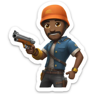 El jugador de free fire saltando por una escopeta sticker