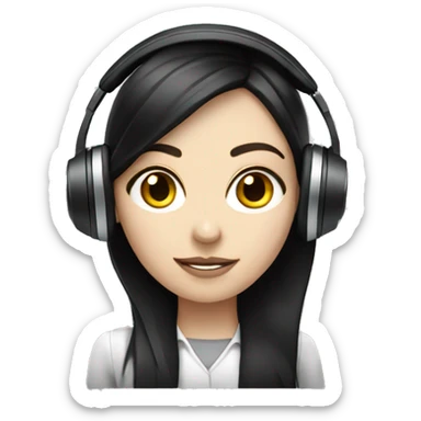 white Girl with dark hair support operator with headphones with microphone sticker