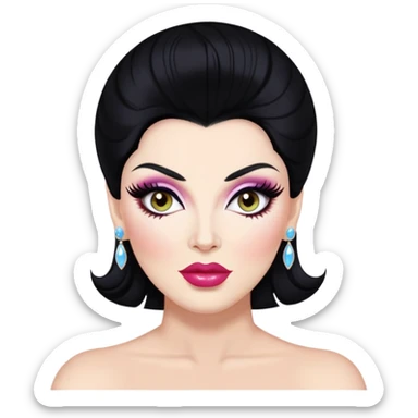 Michelle visage black hair with white mèche dragrace emoji sticker