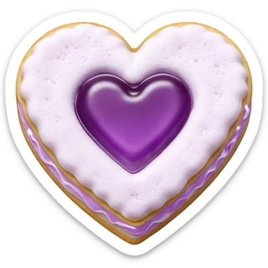 Realistic shortbread cookie in the shape of a heart with Pale Purple color jelly middle filling and sprinkled powder sugar on top. sticker