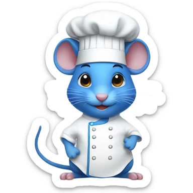 Blue rat with a chef hat sticker