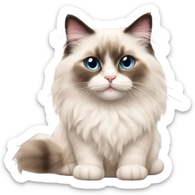 Cute Realistic ragdoll cat with pale pink bow sticker