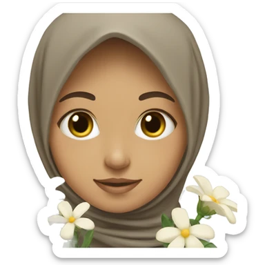 Light skinned Muslim holding white flowers  sticker