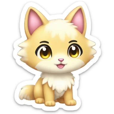 Cute Kawaii Chibi Fur-Sona Pretty Shiny Colorful Sparkly Fakemon Full Body sticker