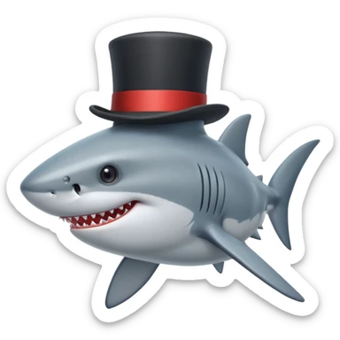 Shark with a top hat sticker