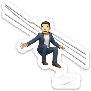 Asian guy falling down long steps sticker