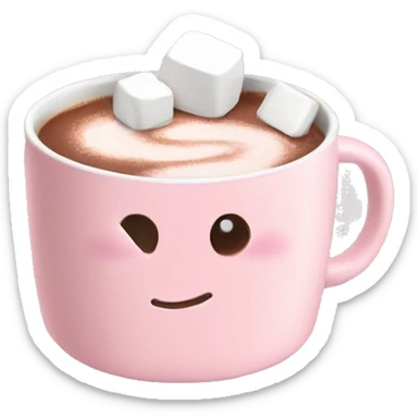 Light Pink mug of hot chocolate with marshmallows  sticker
