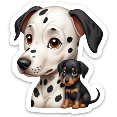 1 Dalmatian adult + 1 dobermann puppy sticker