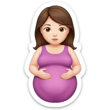 Fat pregnant girl with brunette hair  sticker
