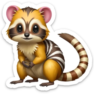 Colorful shiny hyper-realistic cute smooth soft fuzzy Tamarin-Numbat-hybrid (full body) sticker