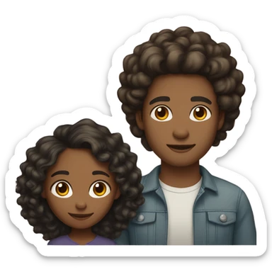 Light skin black girl with loose curls with a tall light skin Hispanic male with dark brown hair. They’re a couple  sticker