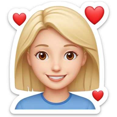 eyes going side ways with smile with hearts around  sticker