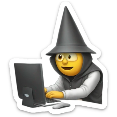 human with dunce cap using a computer sticker