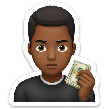 ambitious thinking about moneyemoji, black person sticker