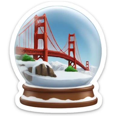 golden gate bridge snow globe, 4k, no background sticker