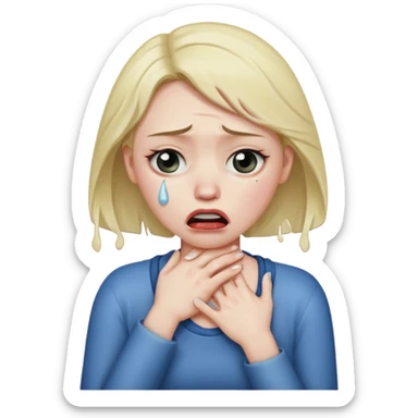 Woman choking herself sticker