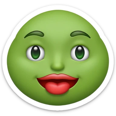 Can you make a green emoji. the eyes look to the side. with a pouting lips sticker