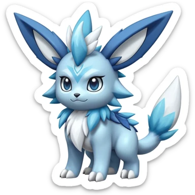 Fluffy cute Kyurem-Glaceon-dialga-hybrid, full body sticker