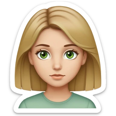 Girl with muted green eyes brown hair and blonde highlights sticker