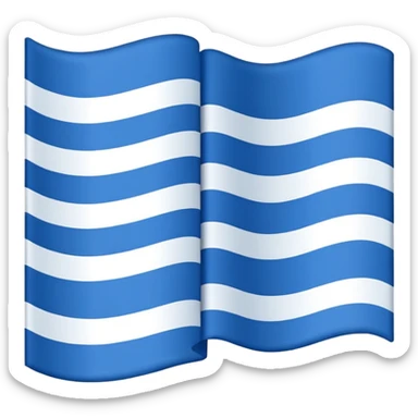 emoji Flag with 3 simple  horizontal lines: white, blue, white, equal one to another sticker