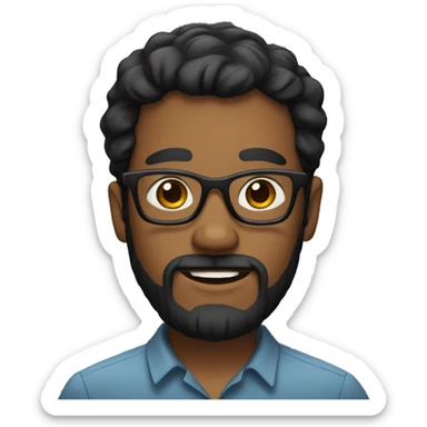 person with glasses, beard, black hair, 40's and black eyes sticker