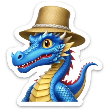 blue dragon with a hat sticker