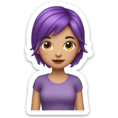 Girl with purple hair and a cat sticker