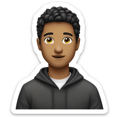 a student boy in 20 years white with black hair and dress a hoodie sticker