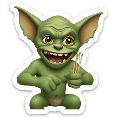 Gremlin with a toothpick sticker