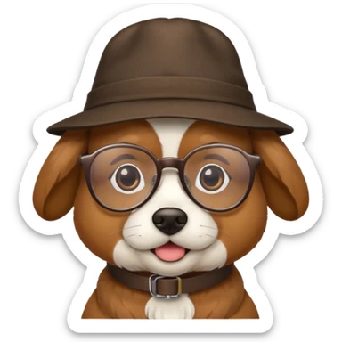 dog wearing a hat and glassess sticker