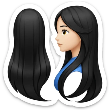 back view of long black hair sticker