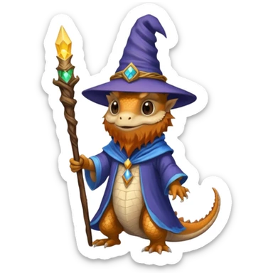 Bearded dragon wizard sticker