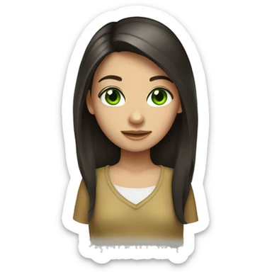 Girl with long dark-brown hair and green eyes  sticker