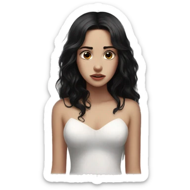 Movie type Crying tearing eyes pale skin black hair on the floor magical woman with angel wings  sticker