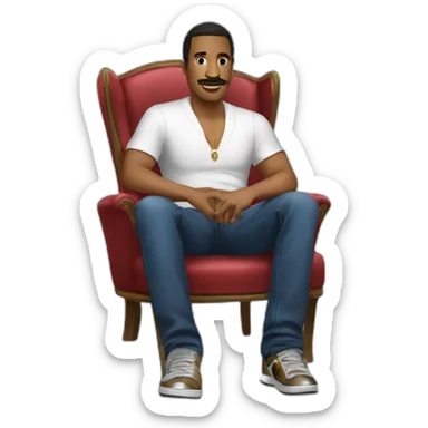 ￼ Tony, Montana sitting in his iconic chair sticker