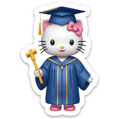 Hello Kitty with graduation grown  sticker