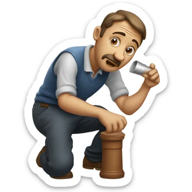 guy smelling salt on a table sticker