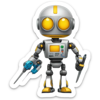 robô pintor com pernas de canetinha sticker