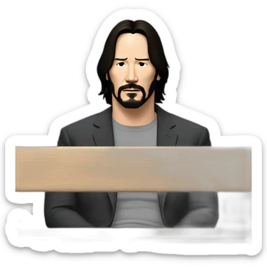 keanu reeves sitting left corner bench looking at the ground sadly sticker