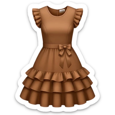 brown dress with ruffles sticker