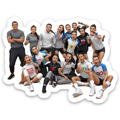 group of friends in sportswear sticker