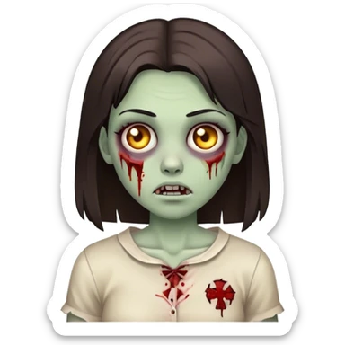 zombie girl with dark brown straight hair  sticker