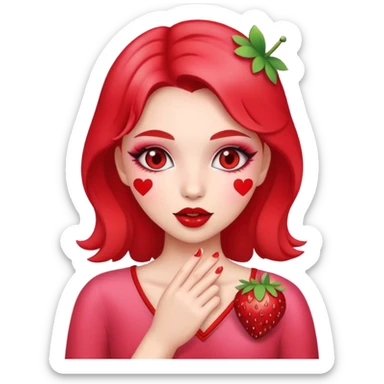 Девочка-клубничка шлёт сердечко sticker