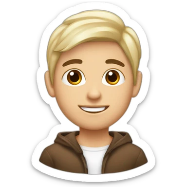 joven pelo rubio piel blanca con cabra café sticker