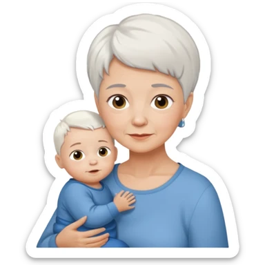 grandmother with short hair white and baby boy with short brown hair and fair skin sticker