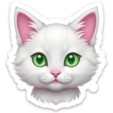 white kitten with pink ears, pink nose and green eyes sticker