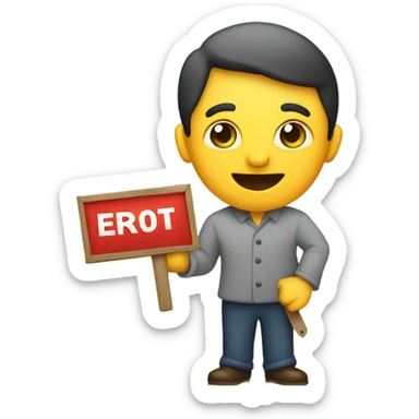 Bidding emoji showing an interested buyer holding up a sign in their hand like one usually does during an auction. sticker