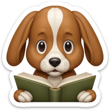 Reading book dog sticker
