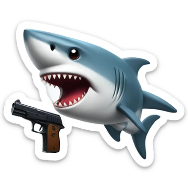 shark with toy gun sticker