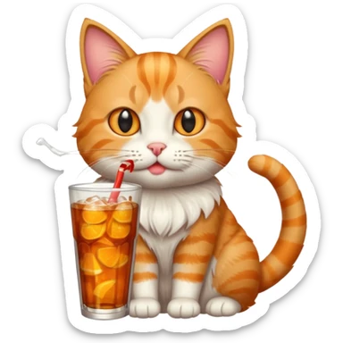 cat drinking soda sticker